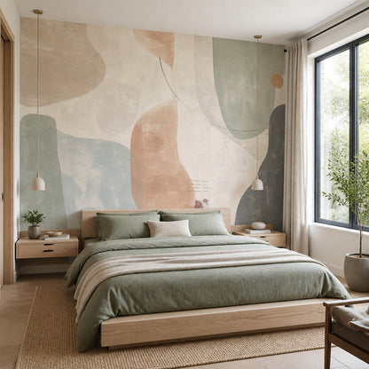 Organic Shapes Wallpaper Abstract Painterly Texture Removable Wall Decor