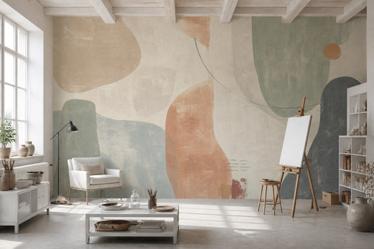 Organic Shapes Wallpaper Abstract Painterly Texture Removable Wall Decor