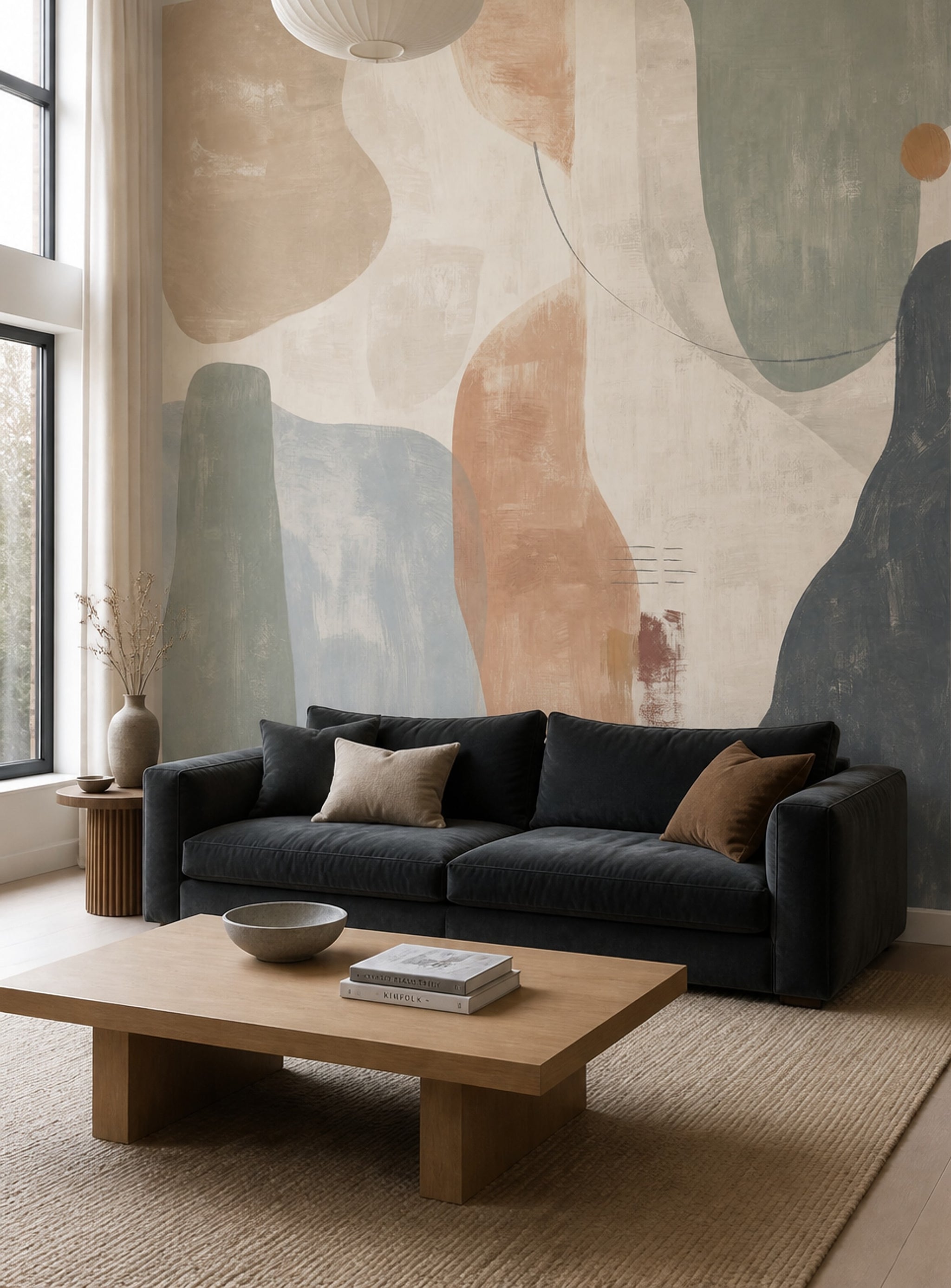 Organic Shapes Wallpaper Abstract Painterly Texture Removable Wall Decor
