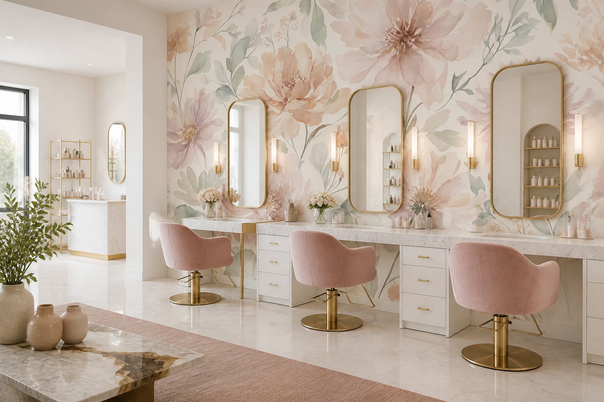 Watercolor Floral Wallpaper Ivory Background Romantic Garden Wall Mural