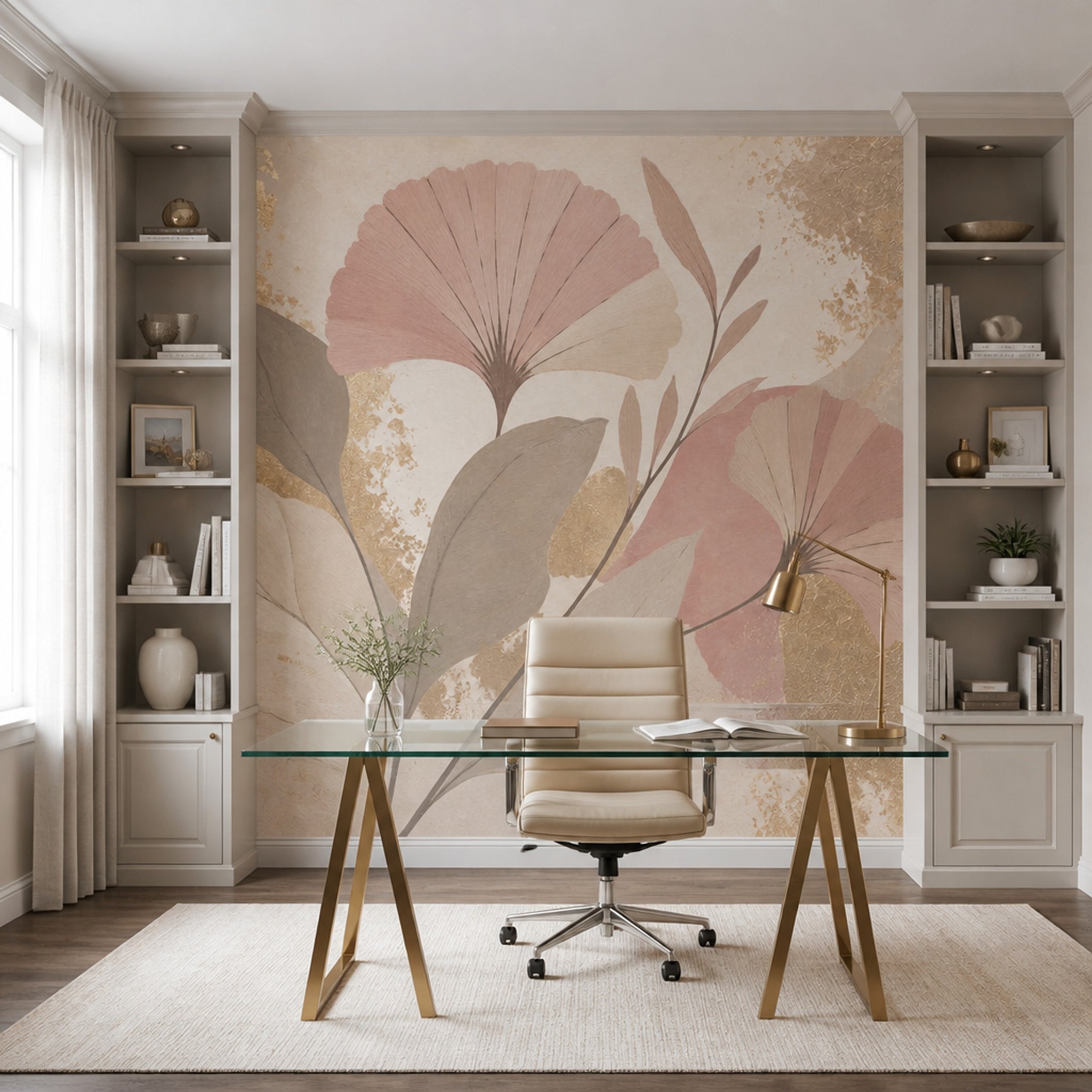 Ginkgo Leaves Wallpaper Botanical Removable Gold Leaf Wall Decor