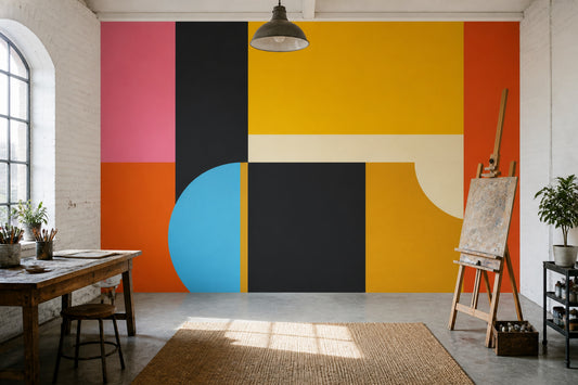 Mid Century Modern Wallpaper Retro Removable Geometric Wall Decor