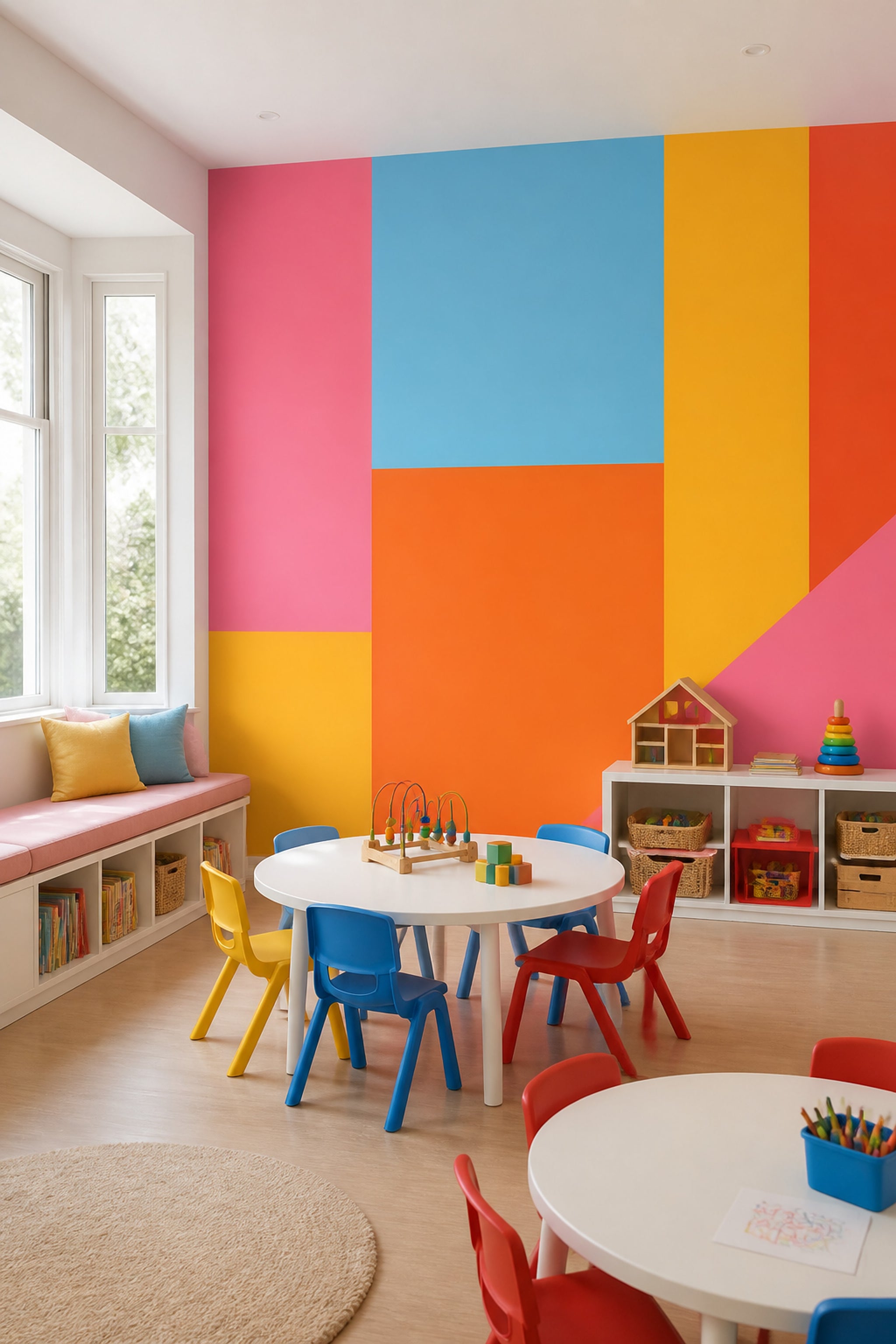 Color Block Wallpaper Geometric Abstract Removable Wall Decor