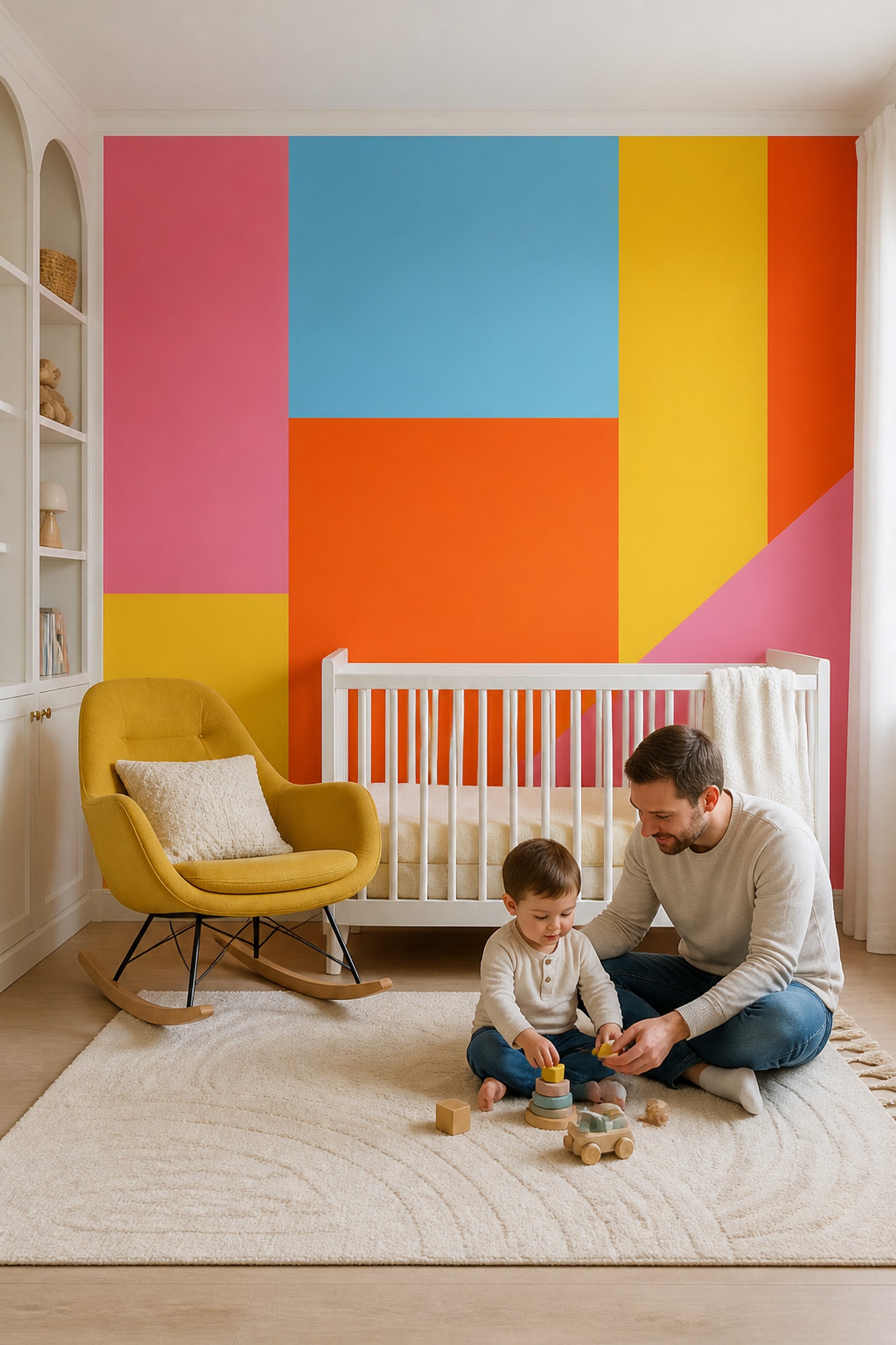 Color Block Wallpaper Geometric Abstract Removable Wall Decor