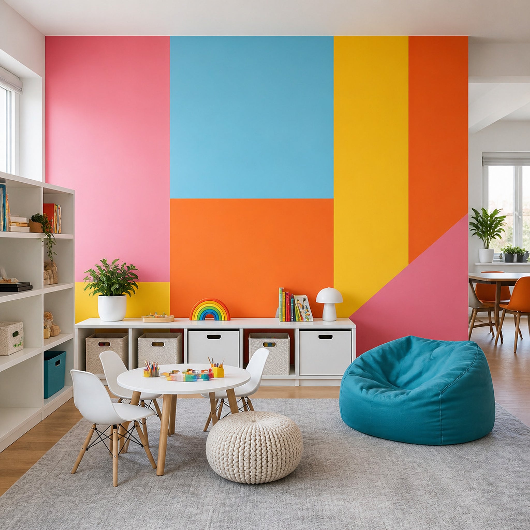 Color Block Wallpaper Geometric Abstract Removable Wall Decor