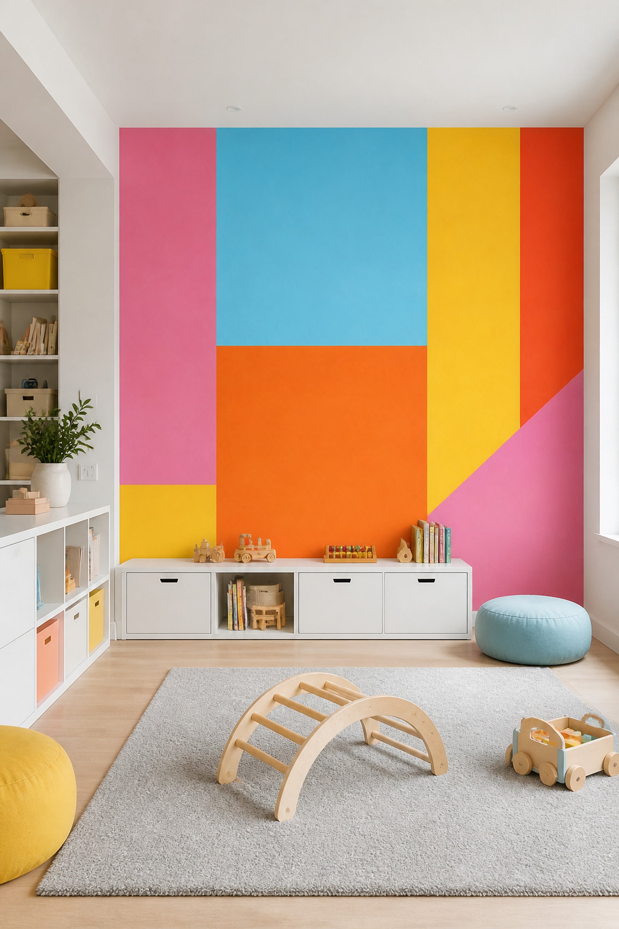 Color Block Wallpaper Geometric Abstract Removable Wall Decor