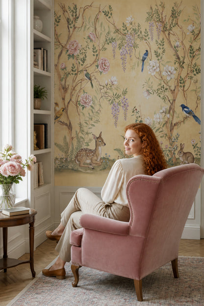 Chinoiserie Wallpaper Floral Garden Wall Mural