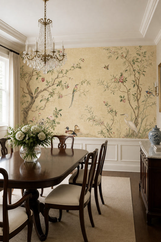 Chinoiserie Wallpaper Floral Removable Birds Wall Decor