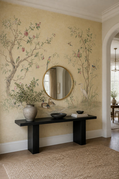 Chinoiserie Wallpaper Floral Removable Birds Wall Decor