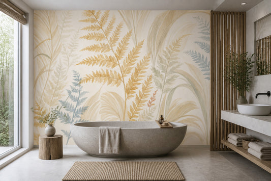 Fern Leaves Wallpaper Palm Leaves Watercolor Removable Wall Decor