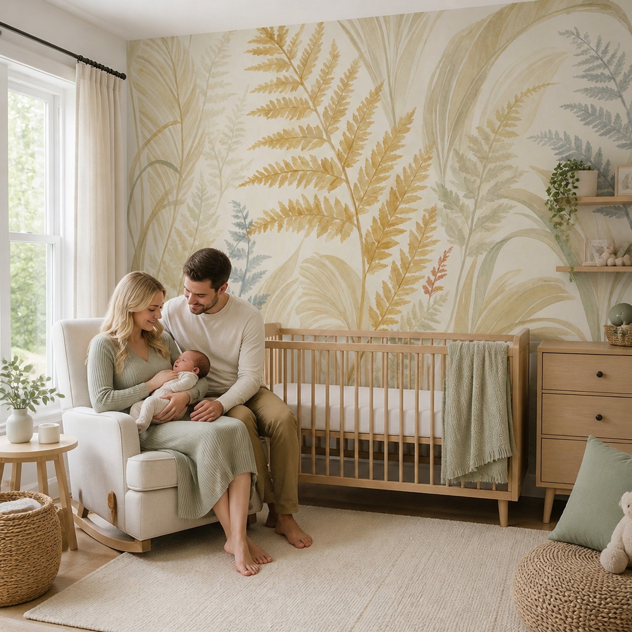 Fern Leaves Wallpaper Palm Leaves Watercolor Removable Wall Decor