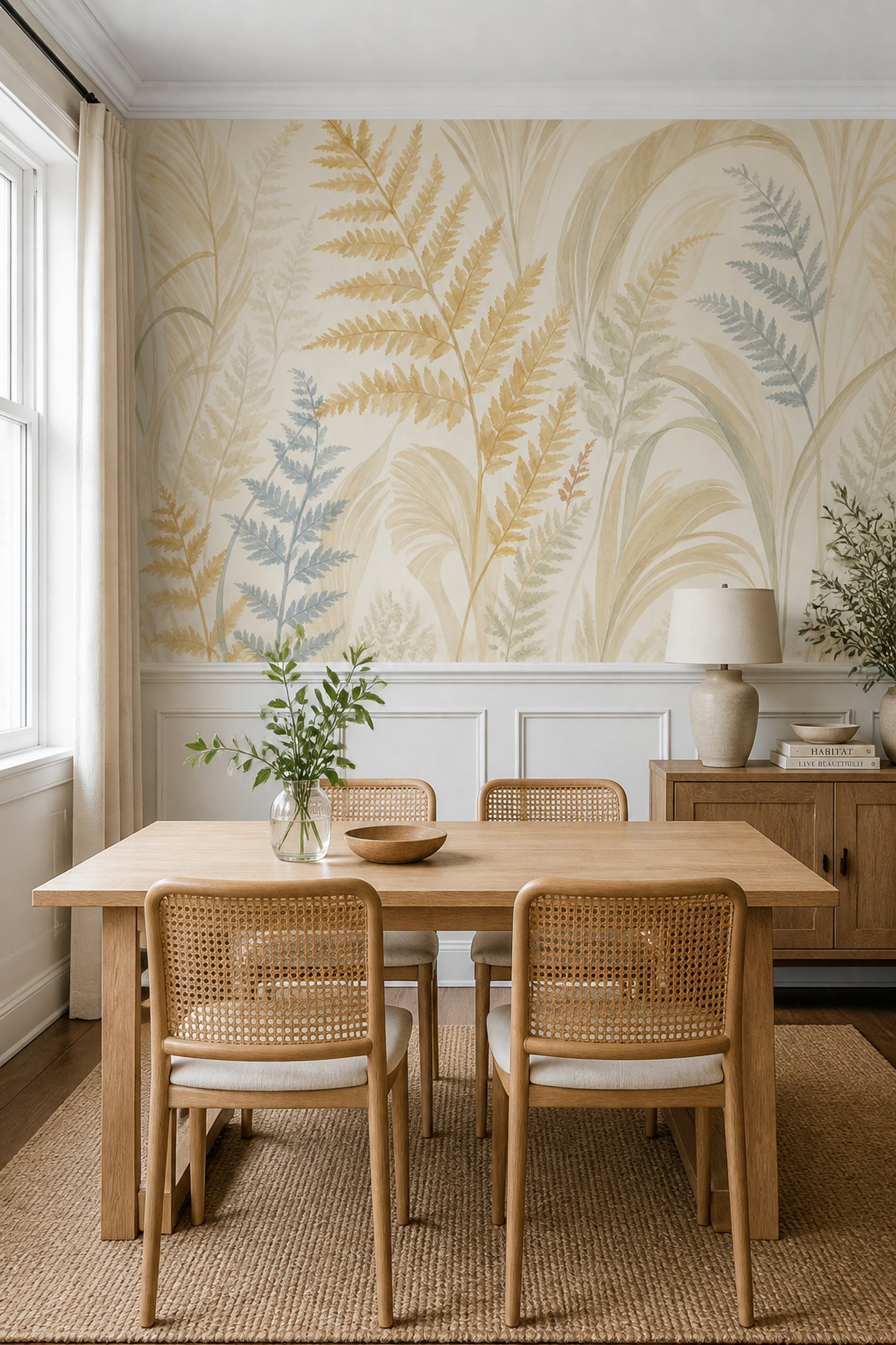 Fern Leaves Wallpaper Palm Leaves Watercolor Removable Wall Decor