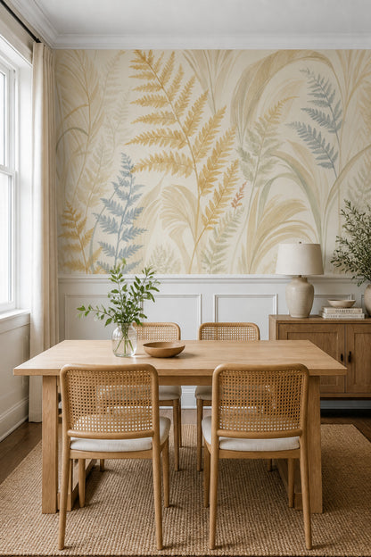 Fern Leaves Wallpaper Palm Leaves Watercolor Removable Wall Decor