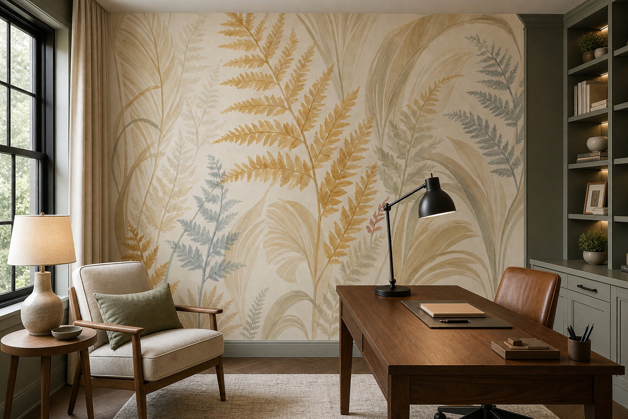 Fern Leaves Wallpaper Palm Leaves Watercolor Removable Wall Decor