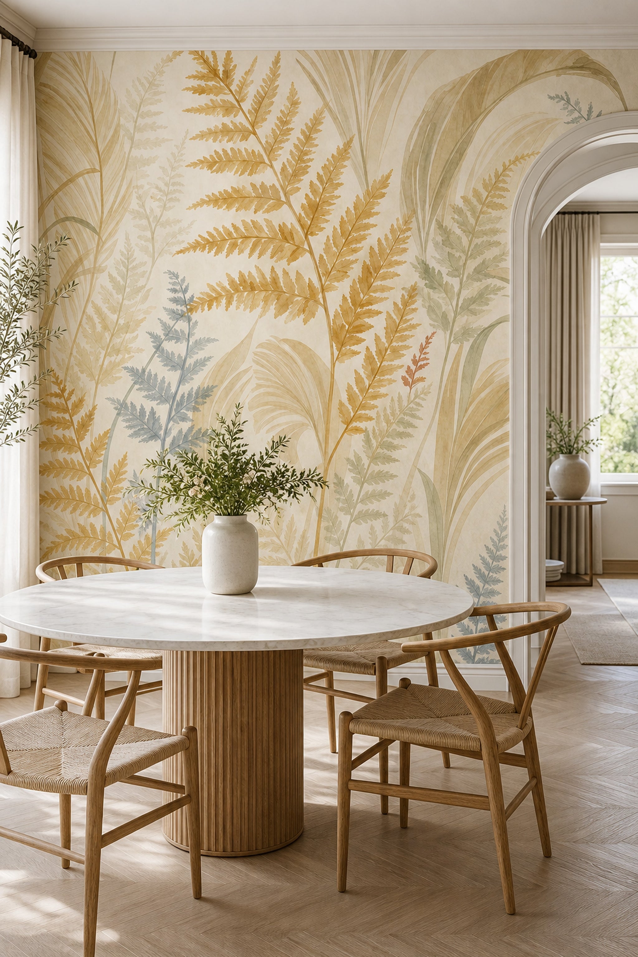 Fern Leaves Wallpaper Palm Leaves Watercolor Removable Wall Decor
