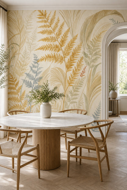 Fern Leaves Wallpaper Palm Leaves Watercolor Removable Wall Decor