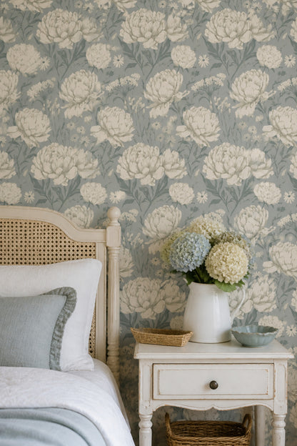 Botanical Wallpaper Peonies Daisies Decorative Mural