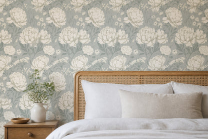 Botanical Wallpaper Peonies Daisies Decorative Mural