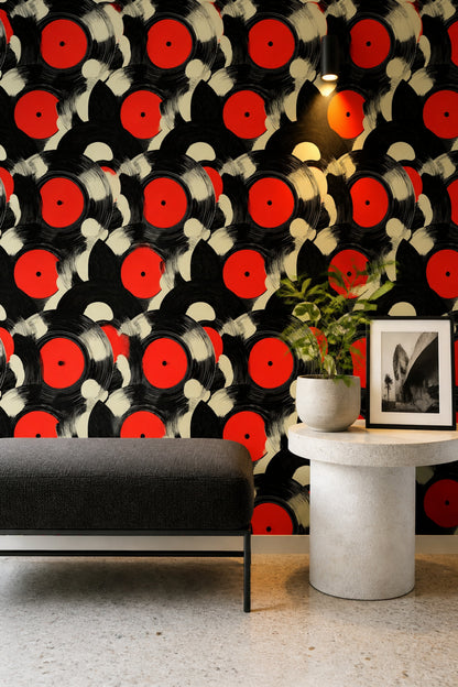 Vinyl Records Wallpaper Abstract Removable Retro Wall Double Roll