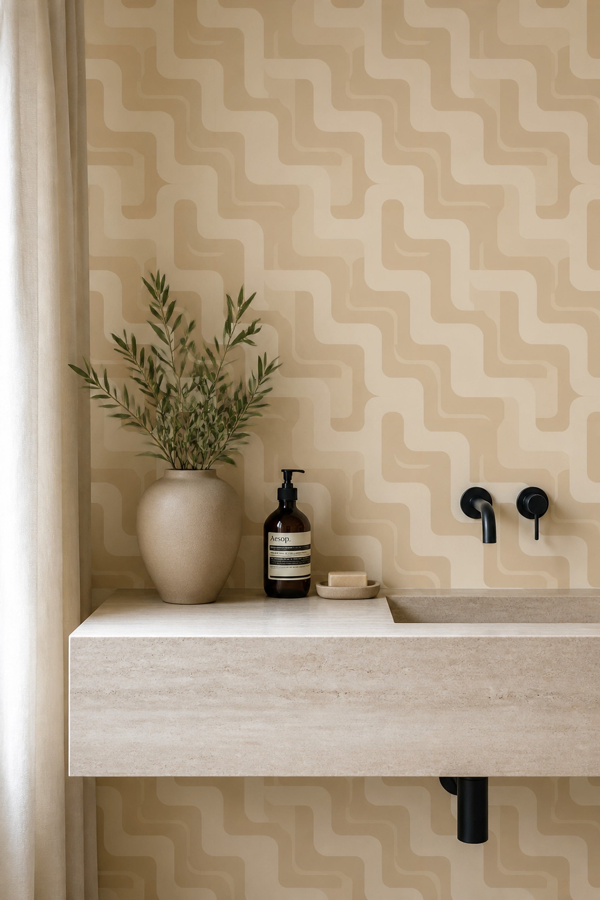 Mid Century Modern Wallpaper Retro Minimalist Removable Wall Decor