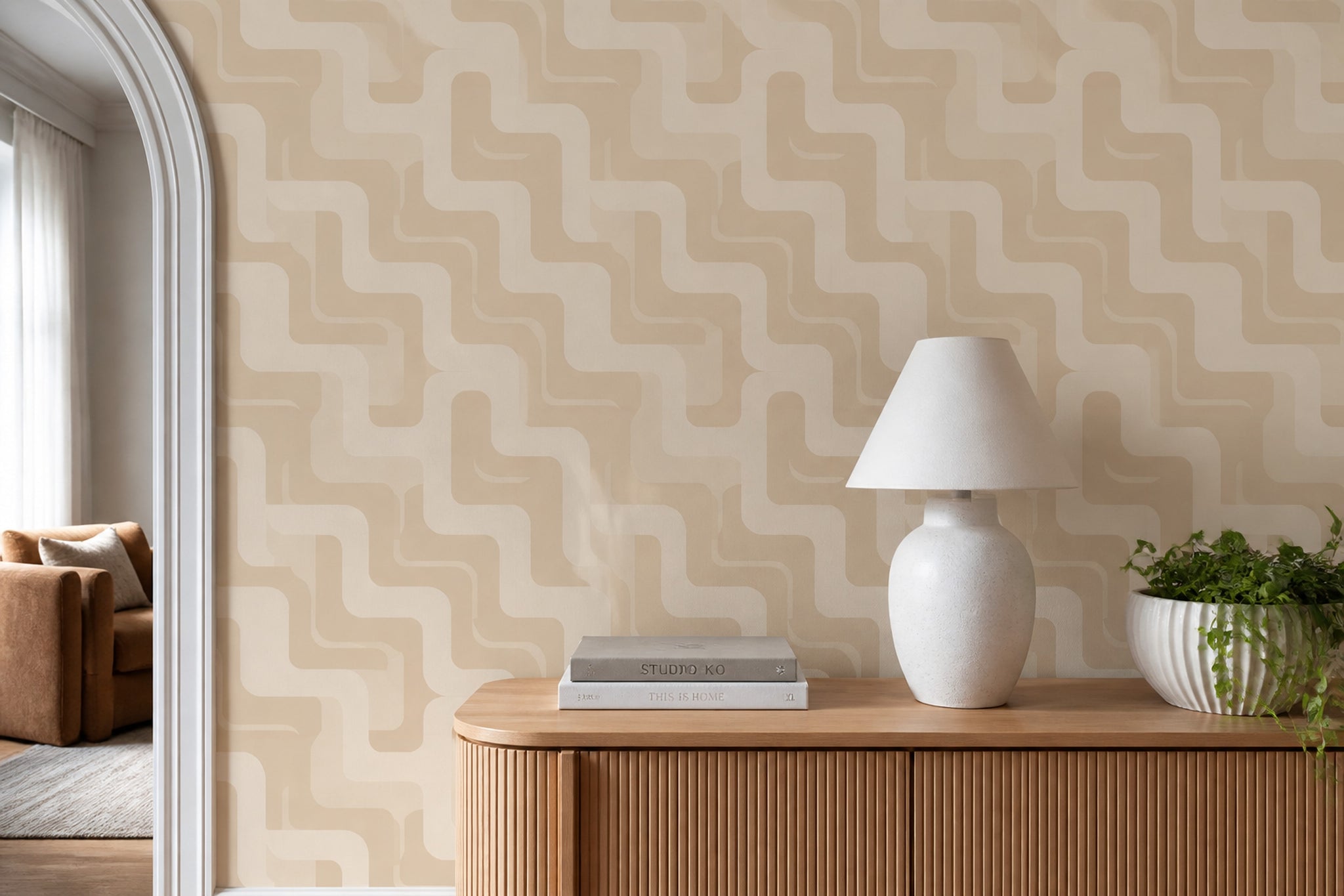 Mid Century Modern Wallpaper Retro Minimalist Removable Wall Decor