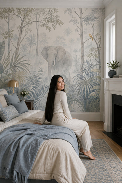 Misty Forest Wallpaper Tropical Elephant Wall Mural