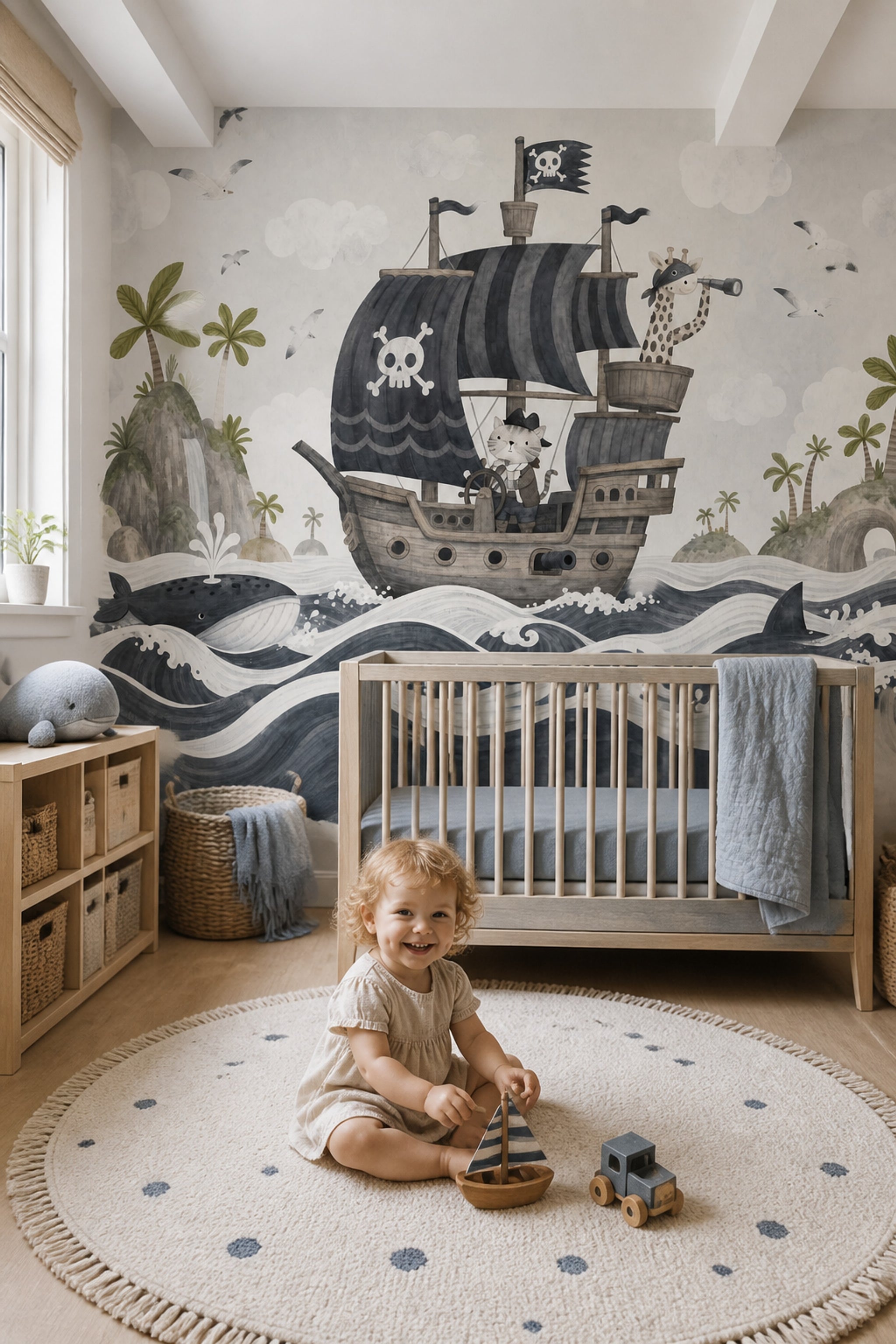 Pirate Ship Wallpaper Ocean Waves Tropical Islands Wall Mural