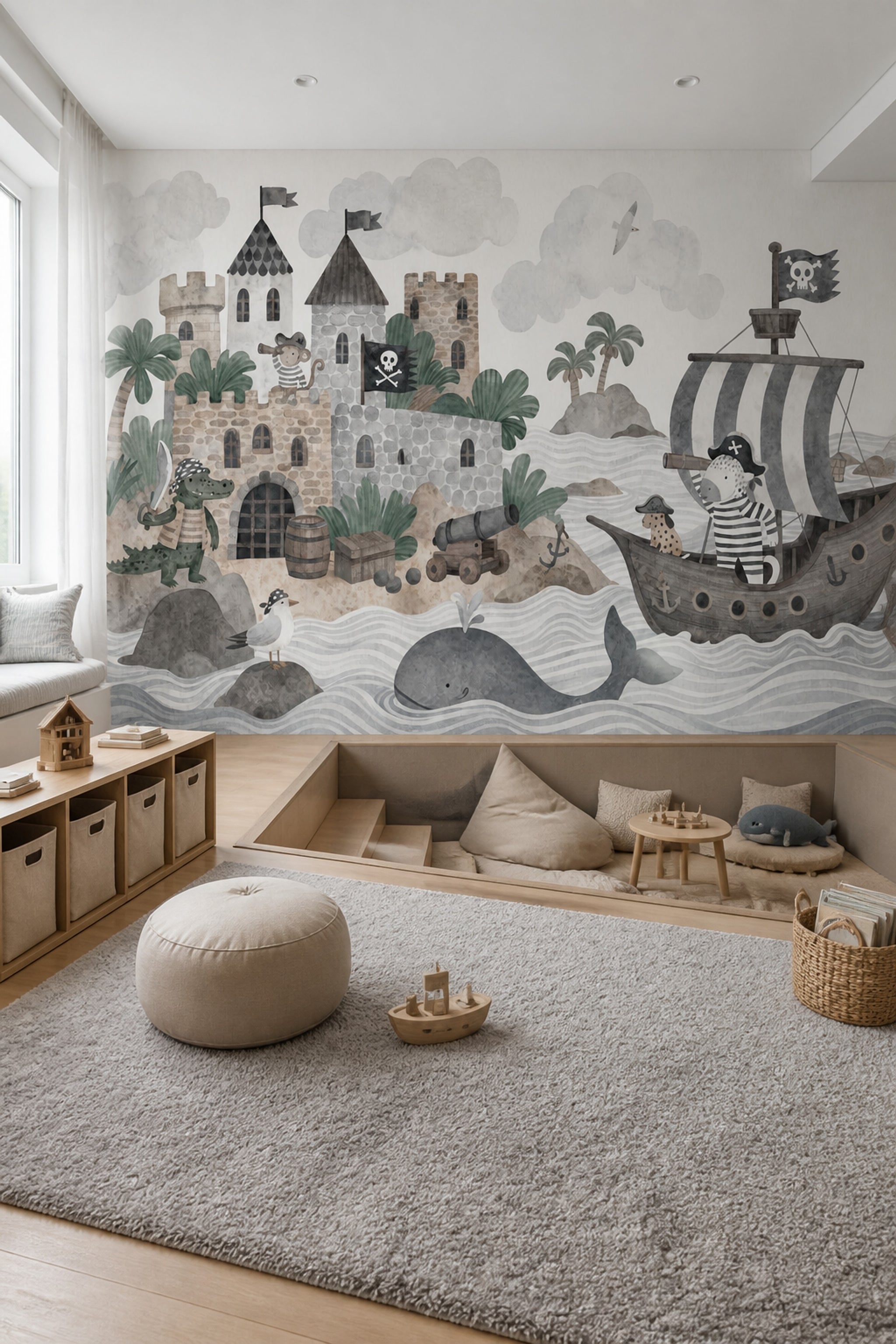 Pirate Wallpaper Coastal Castle Wall Mural