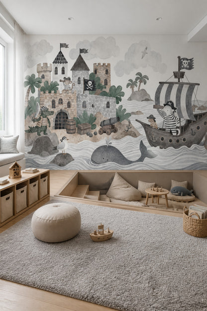 Pirate Wallpaper Coastal Castle Wall Mural