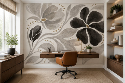 Watercolor Floral Wallpaper Abstract Flowers Modern Botanical Wall Mural