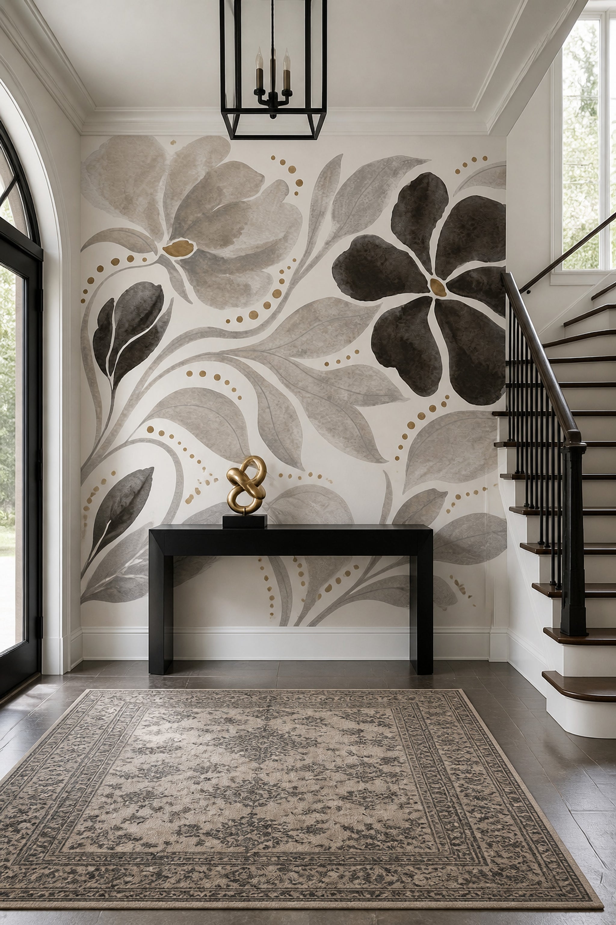 Watercolor Floral Wallpaper Abstract Flowers Modern Botanical Wall Mural