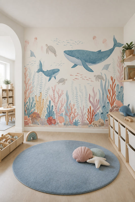 Underwater Wallpaper Whale Coral Reef Wall Mural