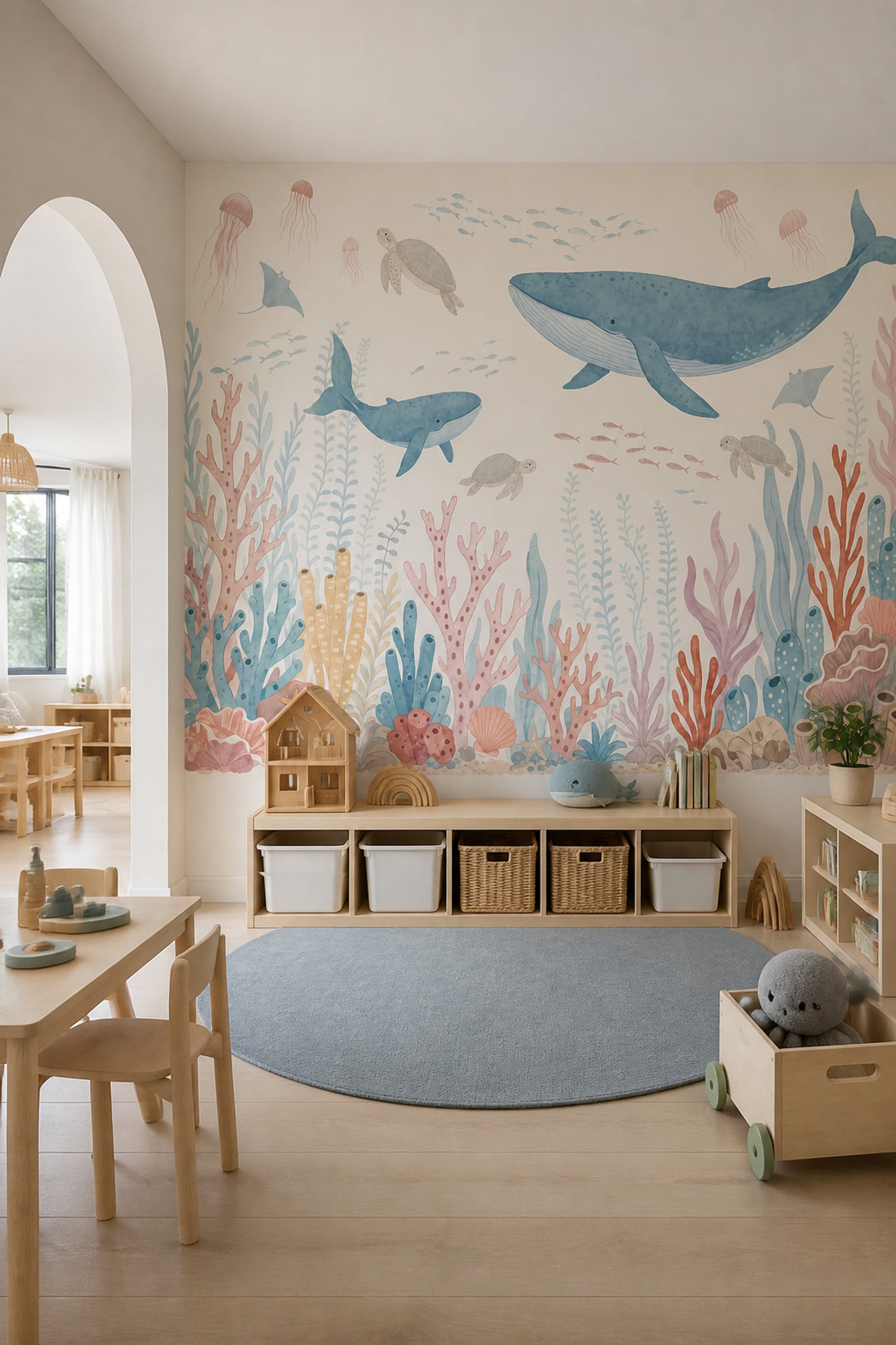 Underwater Wallpaper Whale Coral Reef Wall Mural