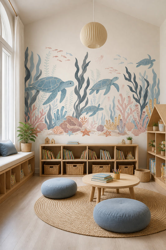 Sea Turtles Wallpaper Underwater Coral Reef Wall Mural