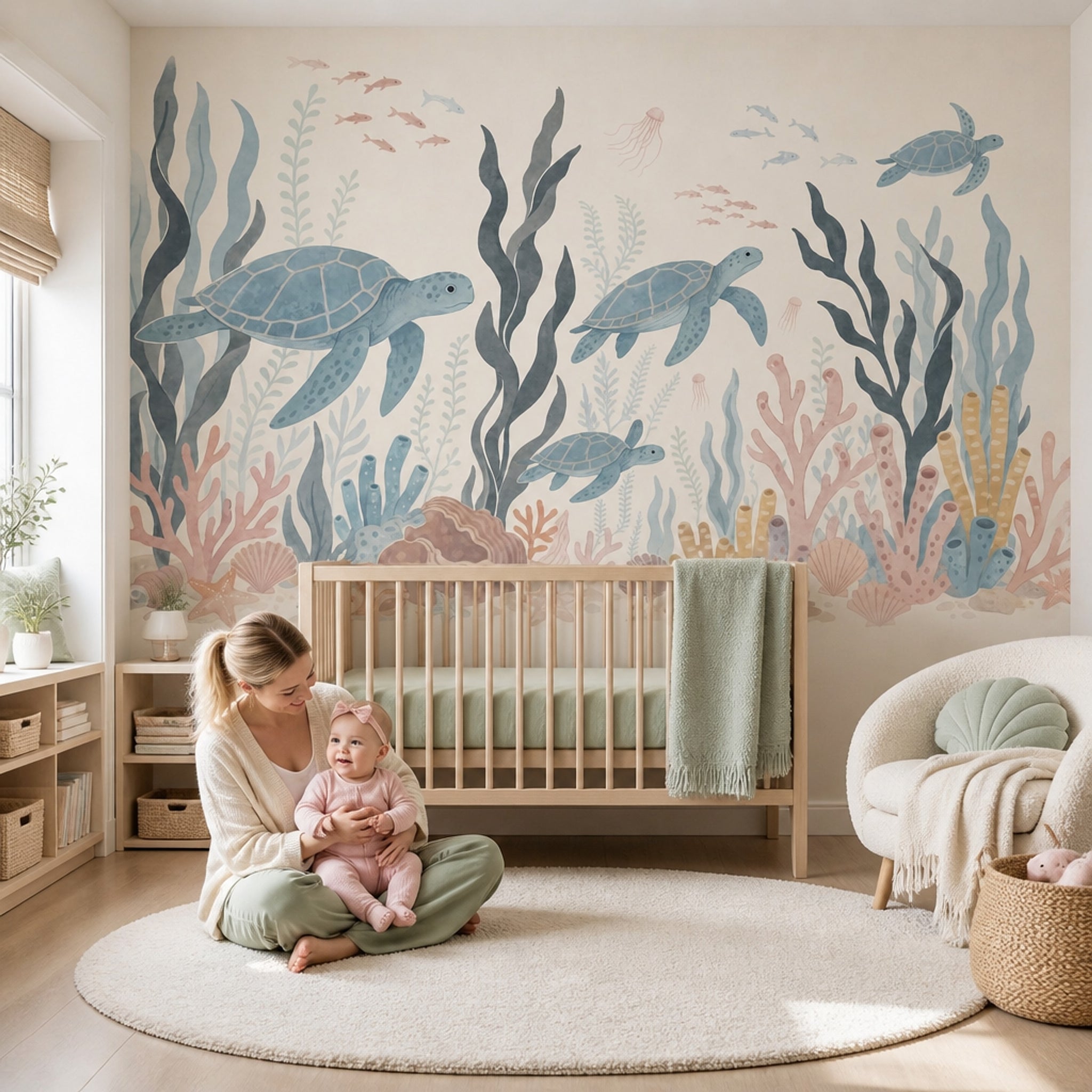 Sea Turtles Wallpaper Underwater Coral Reef Wall Mural