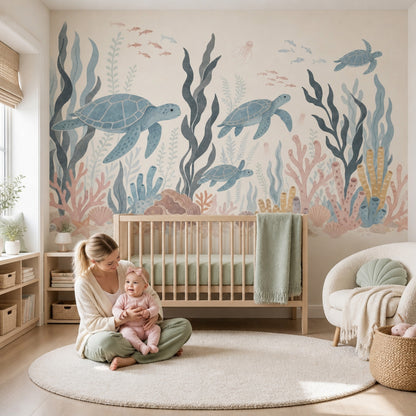Sea Turtles Wallpaper Underwater Coral Reef Wall Mural