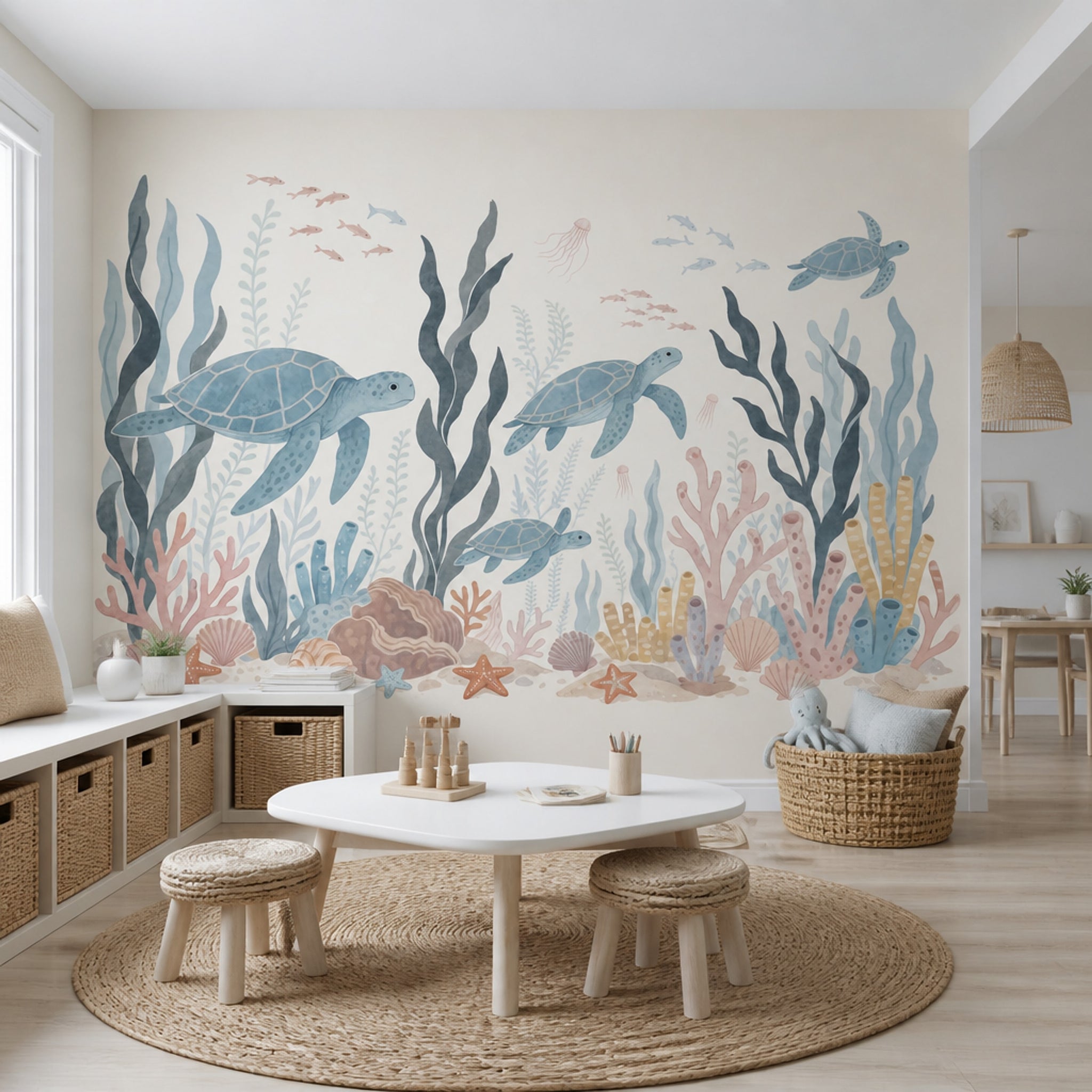Sea Turtles Wallpaper Underwater Coral Reef Wall Mural