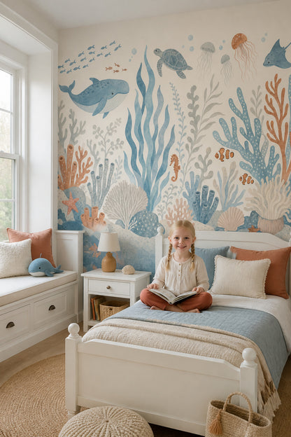 Underwater Wallpaper Ocean Whale Wall Mural