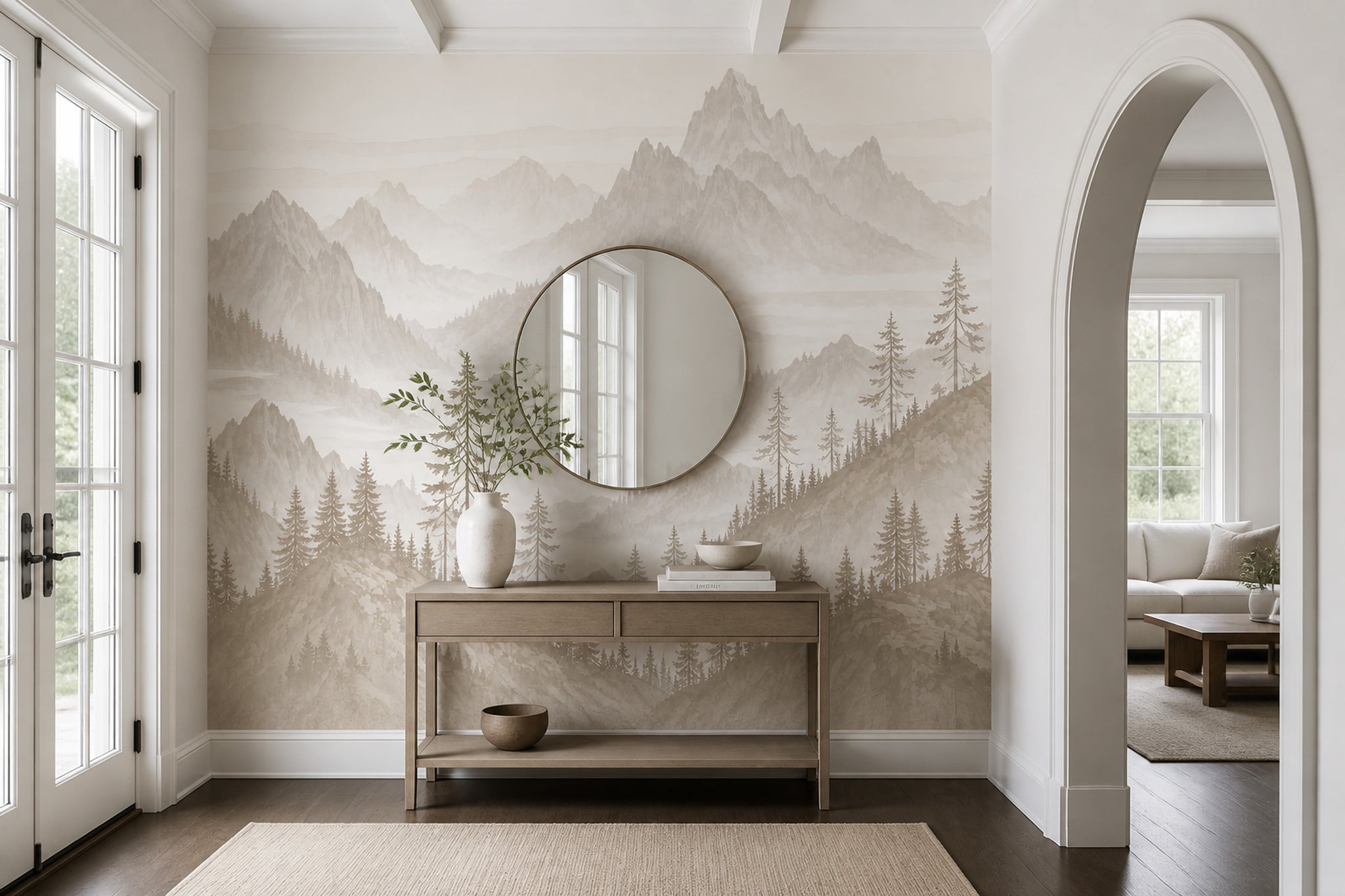Mountain Landscape Wallpaper Pine Trees Alpine Scenery Wall Mural