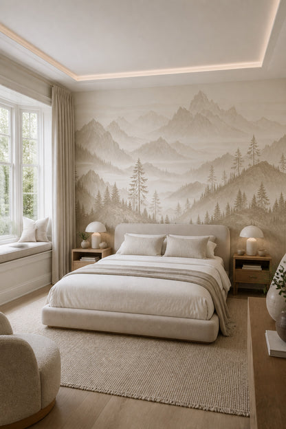 Mountain Landscape Wallpaper Pine Trees Alpine Scenery Wall Mural