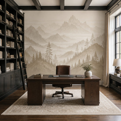 Mountain Landscape Wallpaper Pine Trees Alpine Scenery Wall Mural