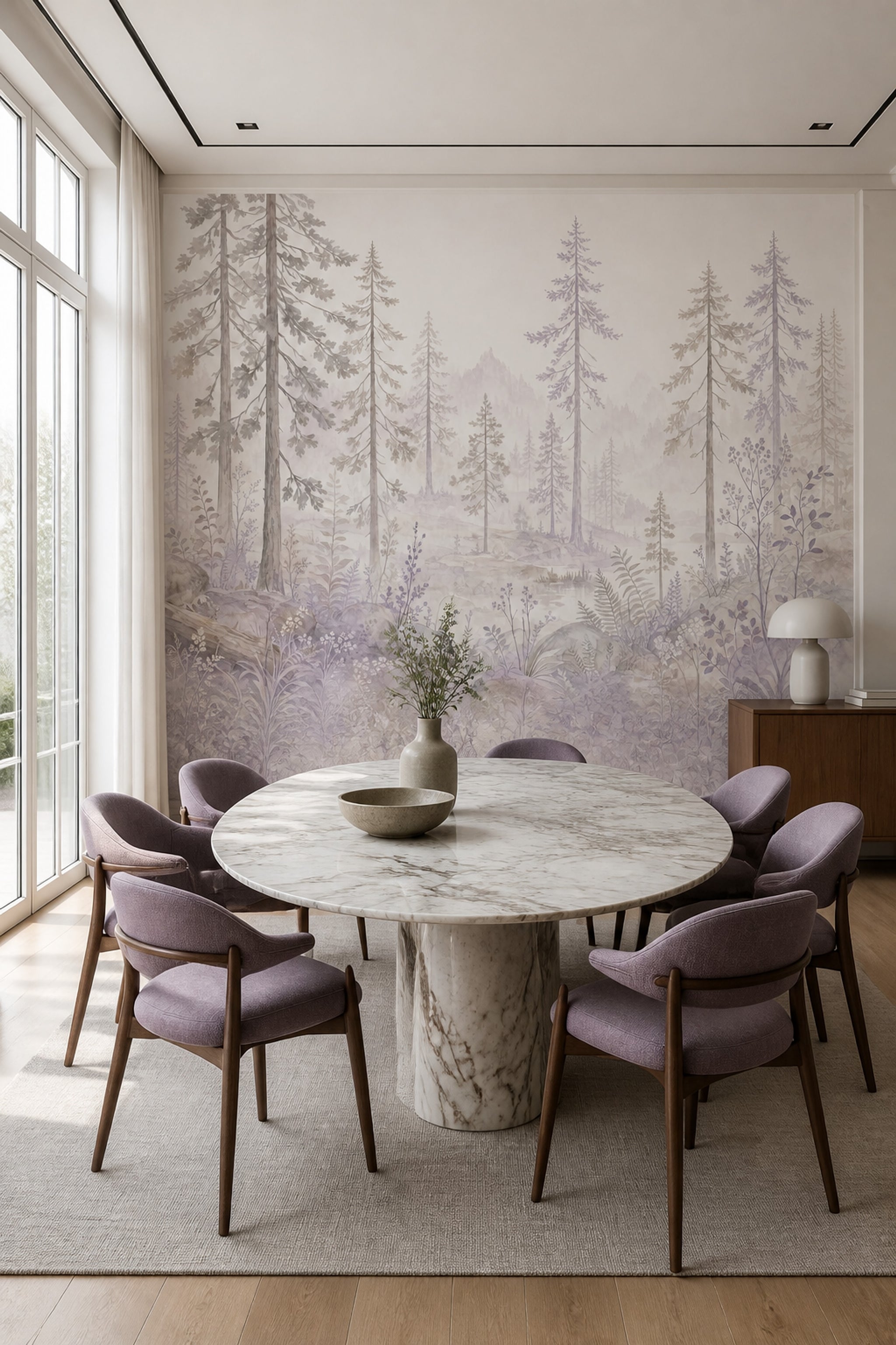 Watercolor Forest Wallpaper Pine Trees Woodland Wall Mural