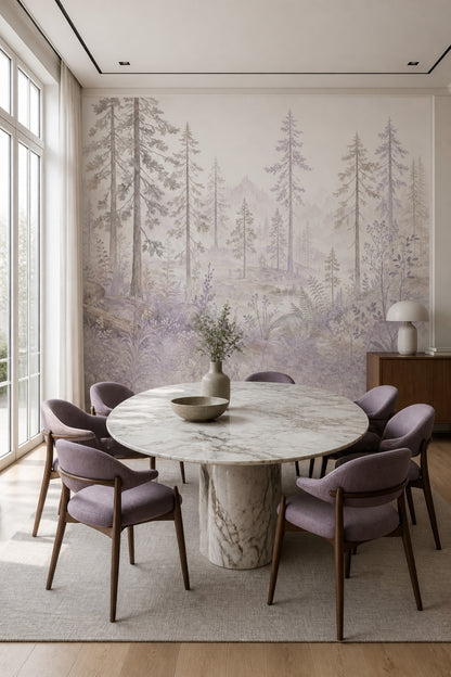 Watercolor Forest Wallpaper Pine Trees Woodland Wall Mural
