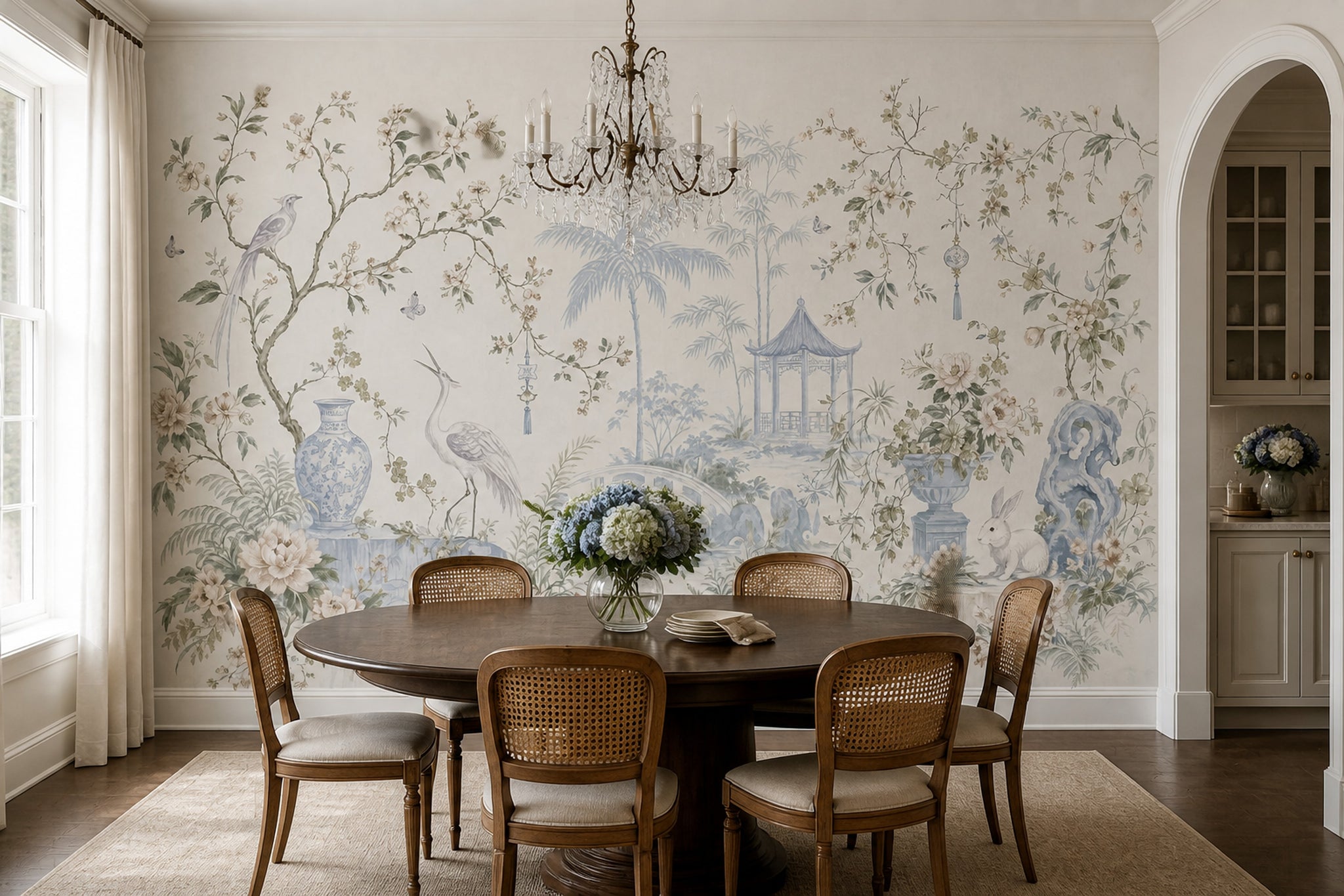 Chinoiserie Wallpaper Garden Floral Removable Wall Decor