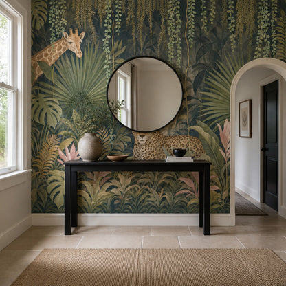 Watercolor Texture Wallpaper Muted Green Removable Wall Decor