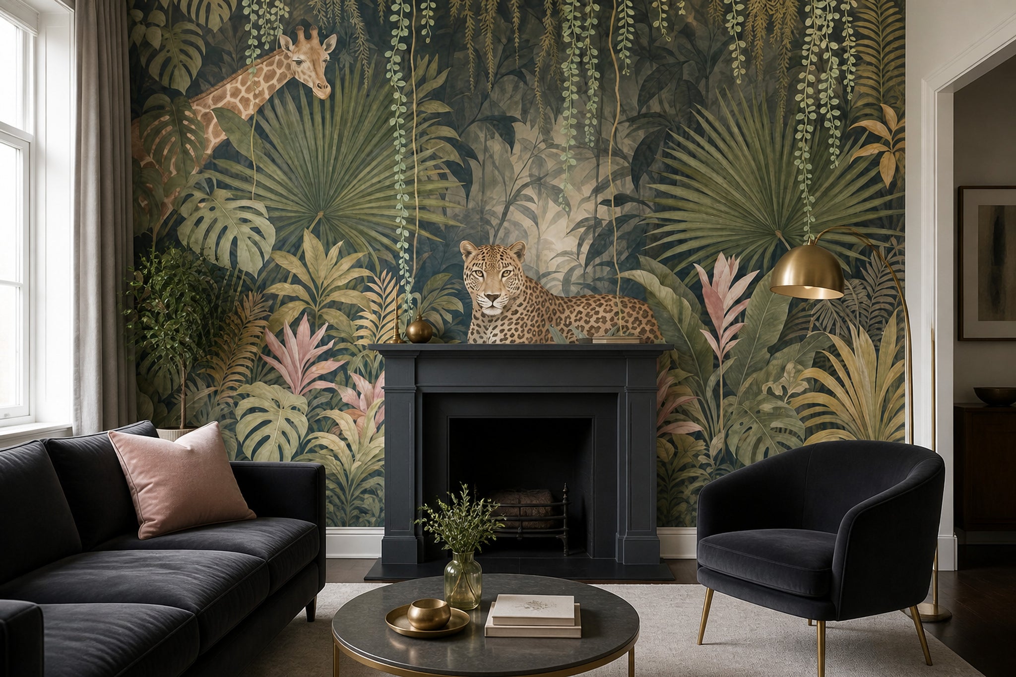 Watercolor Texture Wallpaper Muted Green Removable Wall Decor