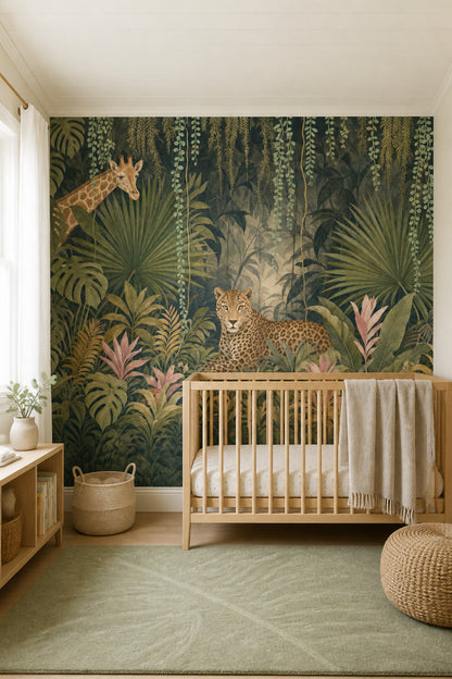 Watercolor Texture Wallpaper Muted Green Removable Wall Decor
