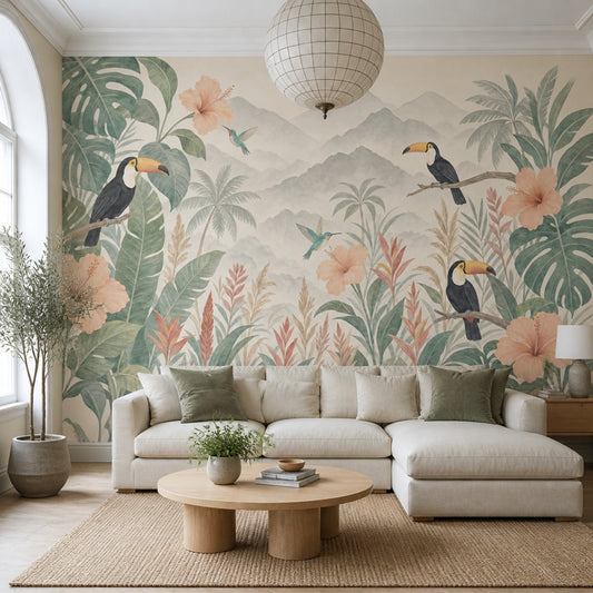 Scenic Landscape Wallpaper Vintage Tropical Removable Wall Decor