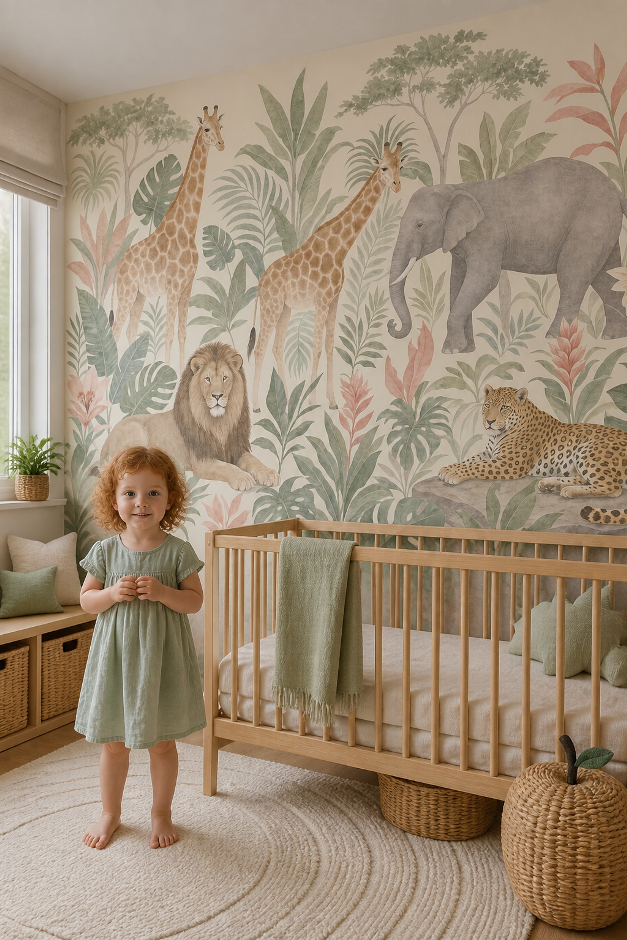 Safari Animals Wallpaper Jungle Mural Removable Tropical Foliage Wall Decor