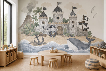 Pirate Island Wallpaper Watercolor Removable Castle Wall Decor